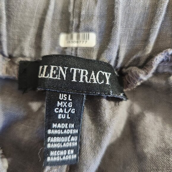 Ellen Tracy Women SZ L 100% Linen Elastic Waist Crop Pull On Cargo Pocket Pants - Picture 14 of 14